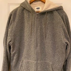 Old Navy Men’s XL Light Grey hooded wool jacket.
